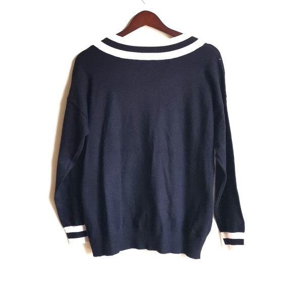 New L'agence Deep V neck Full length Sweater Pullover XS Nautica Academic - Picture 2 of 8